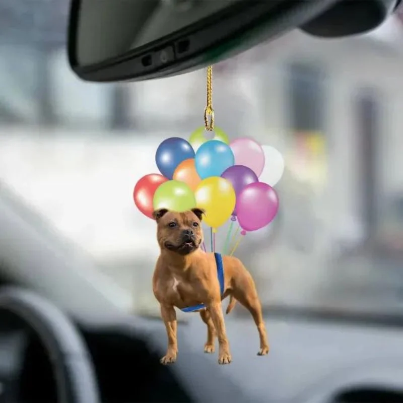 VigorDaily Staffordshire Bull Terrier Fly With Bubbles Car Hanging Ornament BC050