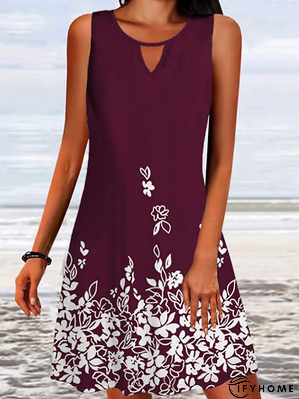 Women's Casual Dress Tank Dress Summer Dress Floral Print Crew Neck Mini Dress Active Basic Outdoor Daily Sleeveless Loose Fit Black White Wine Spring Summer S M L XL XXL | IFYHOME