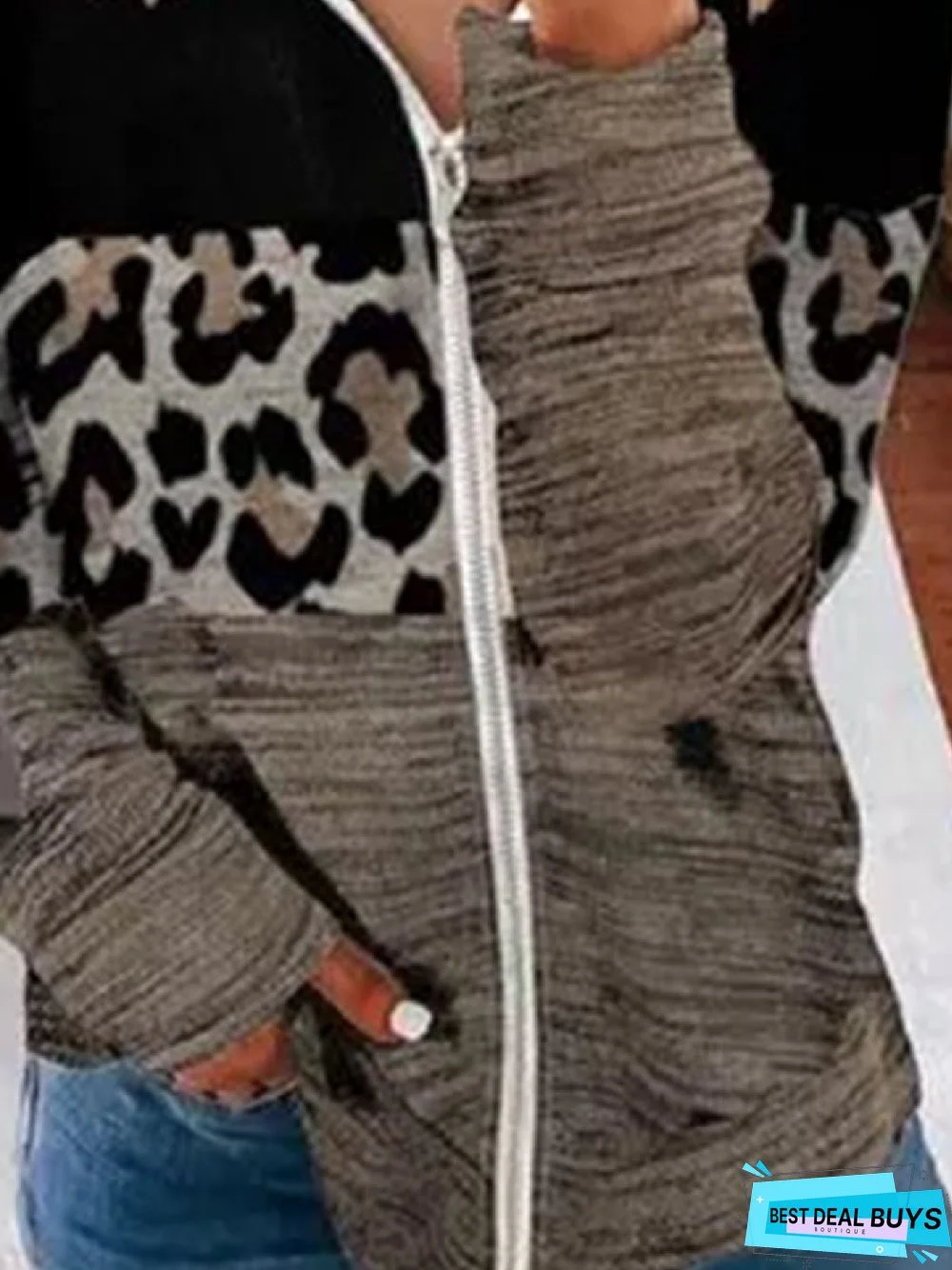 Casual Color Block Hooded Long Sleeve Tunic Sweatshirt