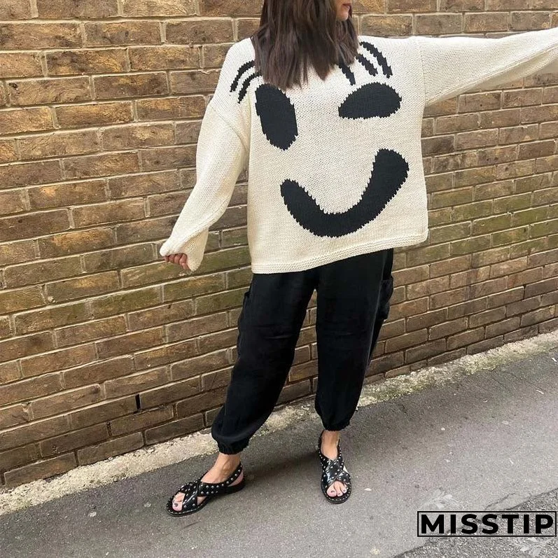 Smiley Casual Knit Sweater