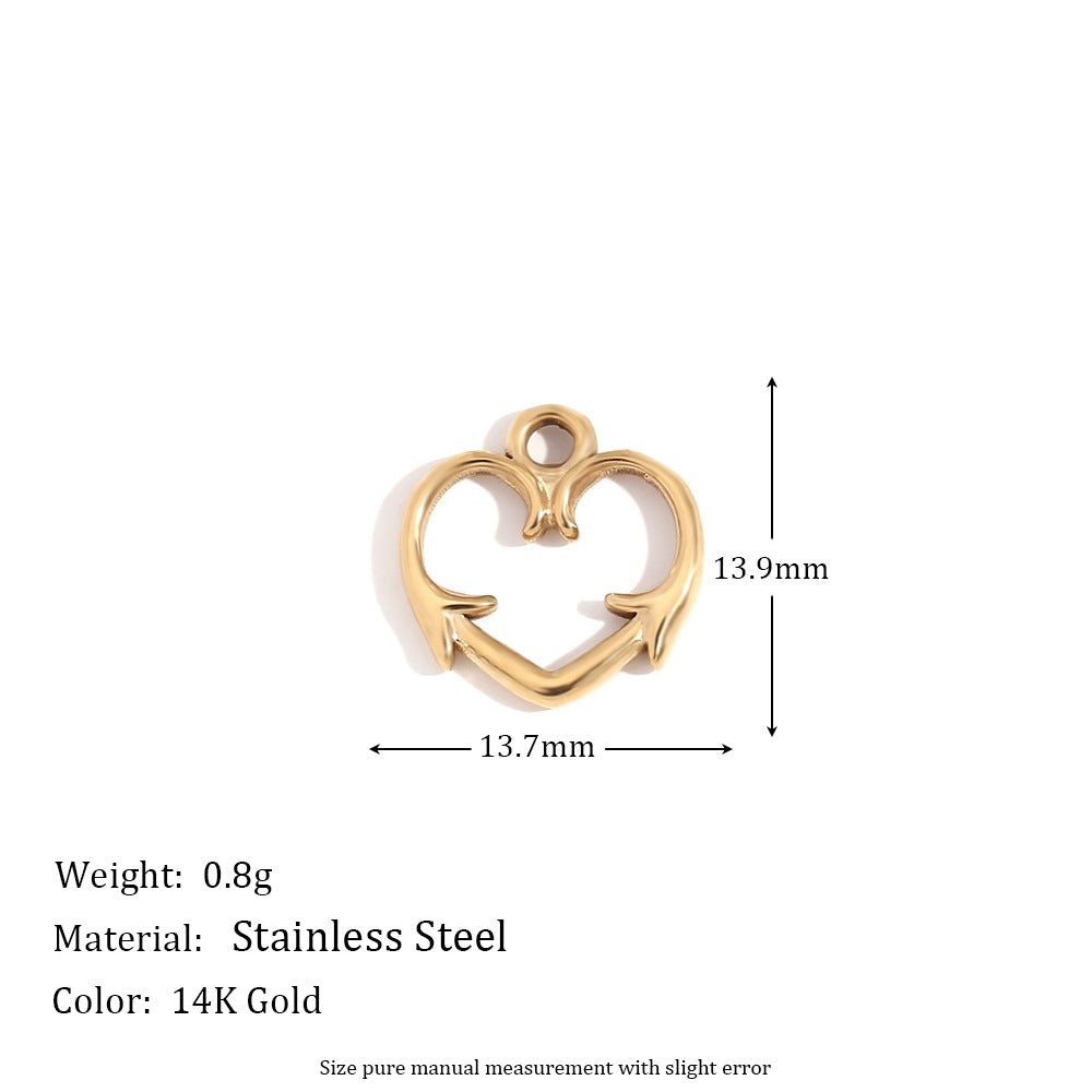 5 Pieces Fashion Irregular Heart Stainless Steel 18K Gold Plated Jewelry Making