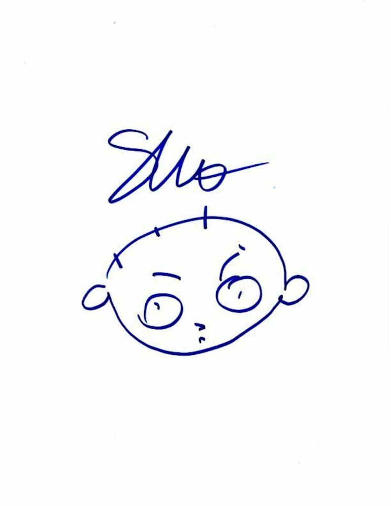 Seth macfarlane signed autographed family guy stewie griffin sketch