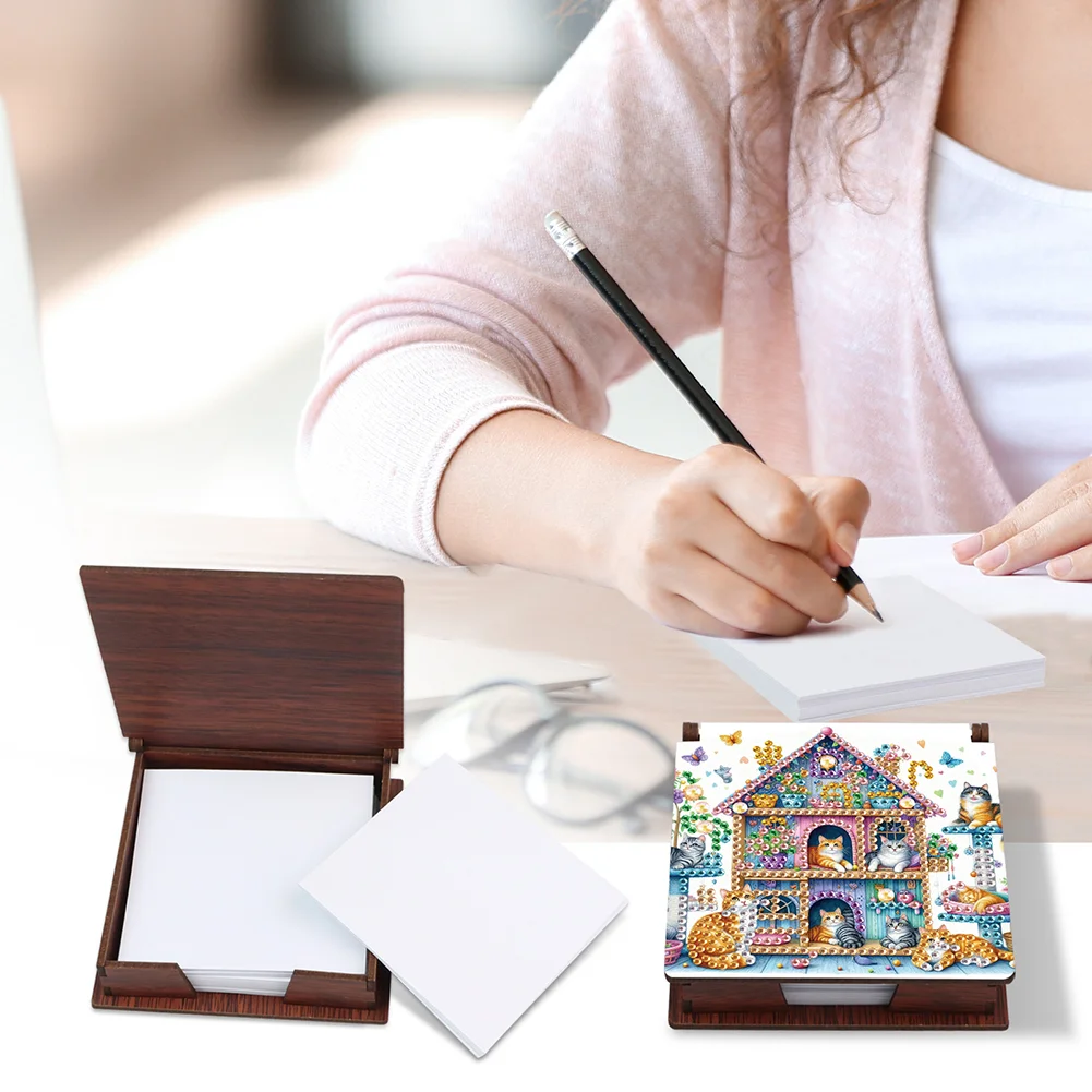 DIY Cat Diamond Painting Note Box Paper 160 Sheets of Paper for DIY Art Craft