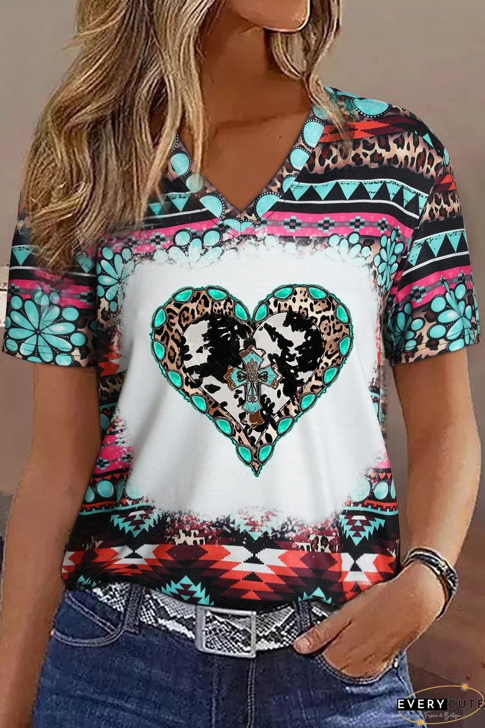 Native American Inspired V-Neck Tee