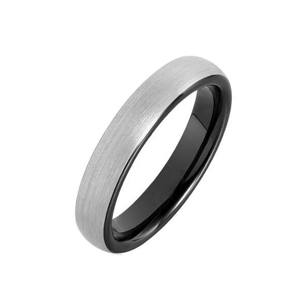 4MM 6MM 8MM Black Dome Brushed Tungsten Carbide Rings For Men Women Wedding Band