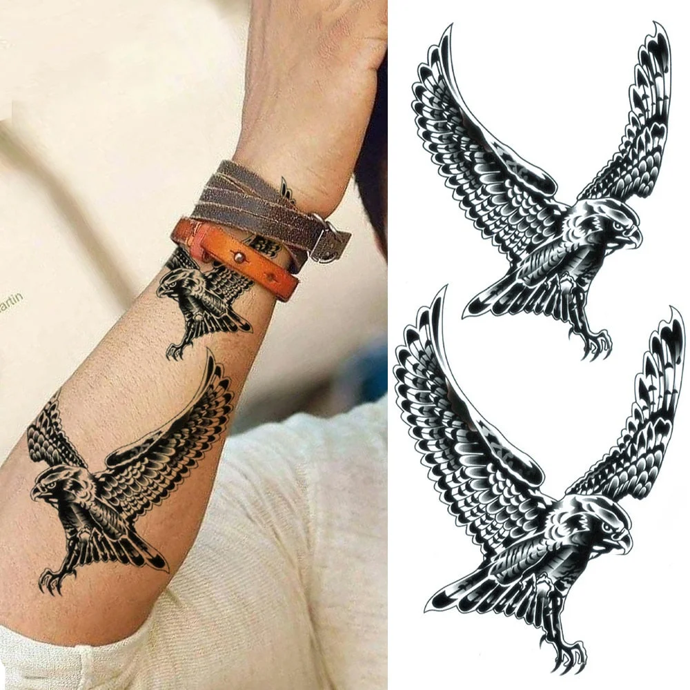 Realistic Dragon Fake Tattoo Stickers For Men Boys Kids 3D Fierce Wolf Eagle Temporary Tattoos Mermaid Cat Washable Tattos
