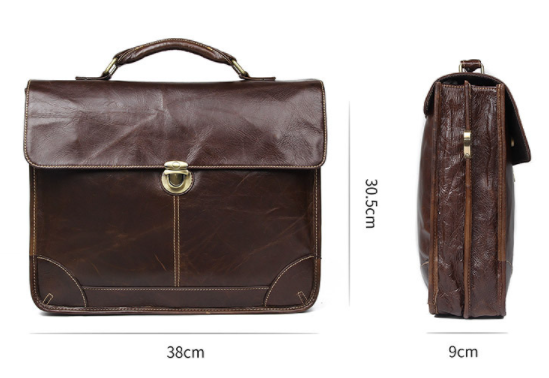Brown distressed leather computer bag , real full grain leather laptop bags for men , slim leather document bag briefcase