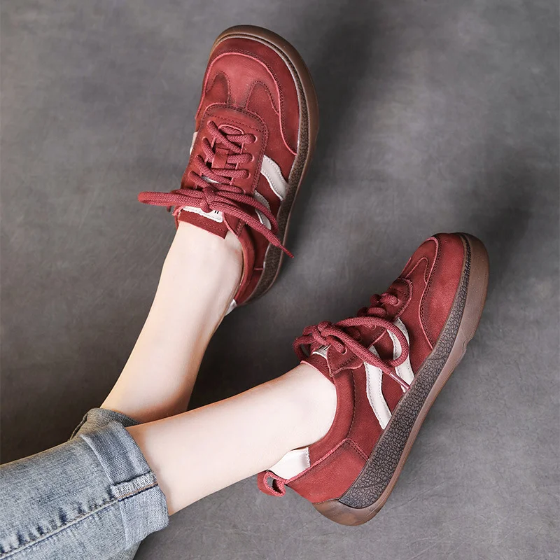 Yyvonne Spring Sports Leisure Training With Women's Board Shoes Spring And Autumn New Age Reduction Leather Running Shoes