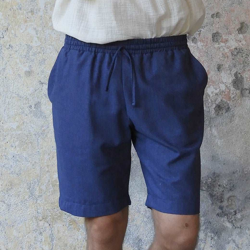 Men's Indigo Linen Blend Shorts