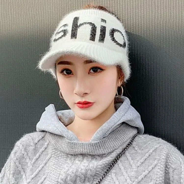 Cap hat female baseball capletter knitted wool empty top hat ladies spring and autumn baseball cap