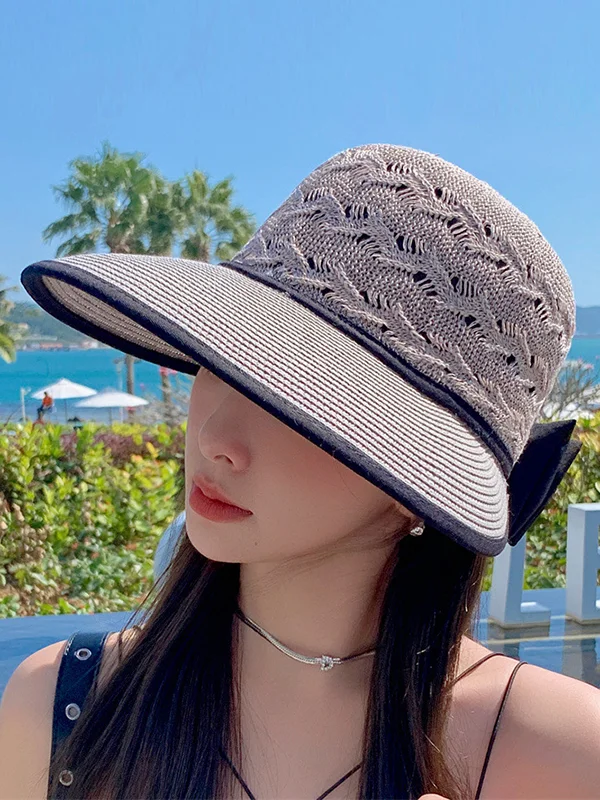 Wide Side Bowknot Belly-Hollow Sun-protection Hats&Caps