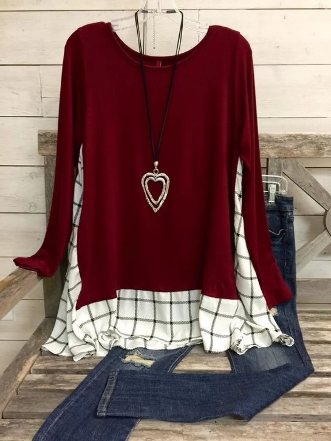Casual Long Sleeve Round Neck Tunic Top
