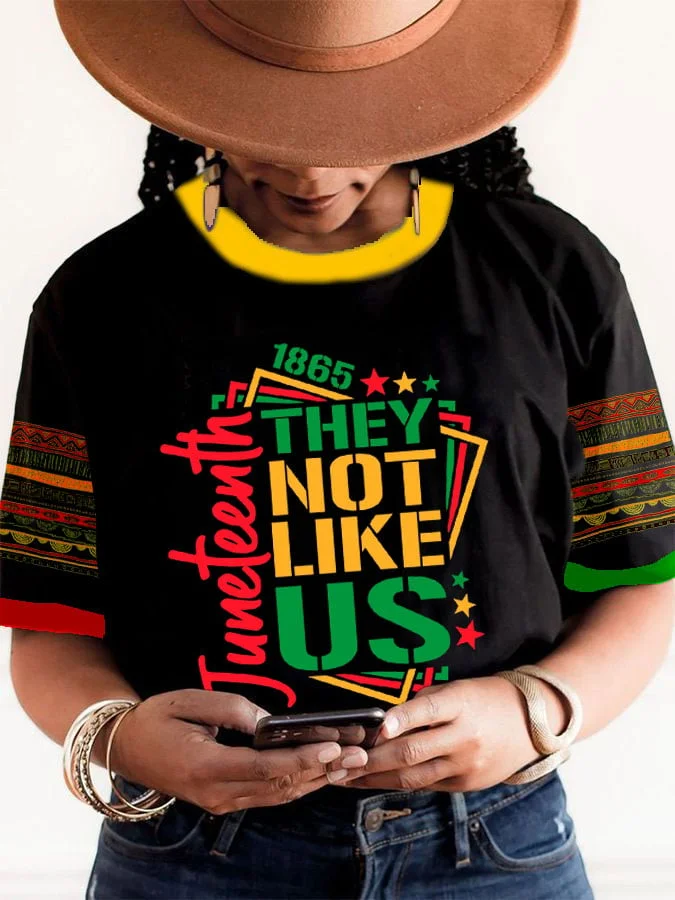 Women's Black Juneteenth Print T-shirt 
