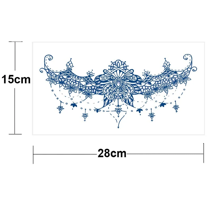 large temporary tattoo juice ink long lasting blue tattoo sticker breast chest totem wings dragon body art painting sexy for men