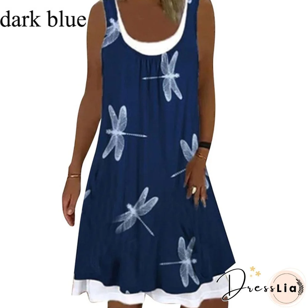 Women's Fashion New Spring Casual Temperament Suspender Type Sleeveless Round Neck A-line Skirt Dress