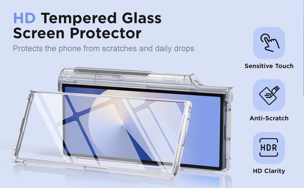 z fold 6 case with tempered glass screen protection