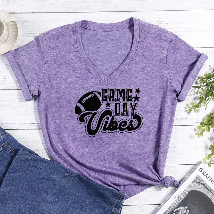Game Day Vibes V-neck T Shirt-Annaletters