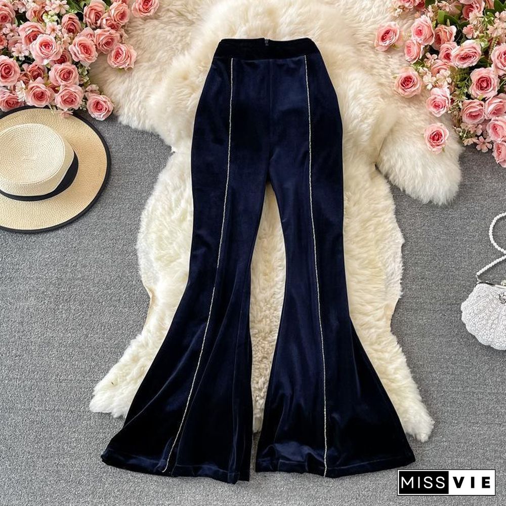 High Waist Slim Flared Pants