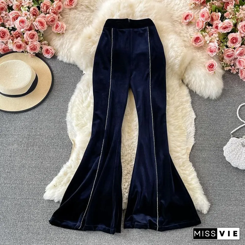 High Waist Slim Flared Pants