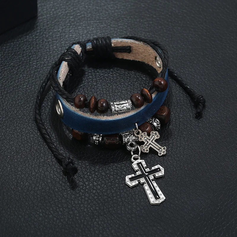 Cross Leather Bracelet