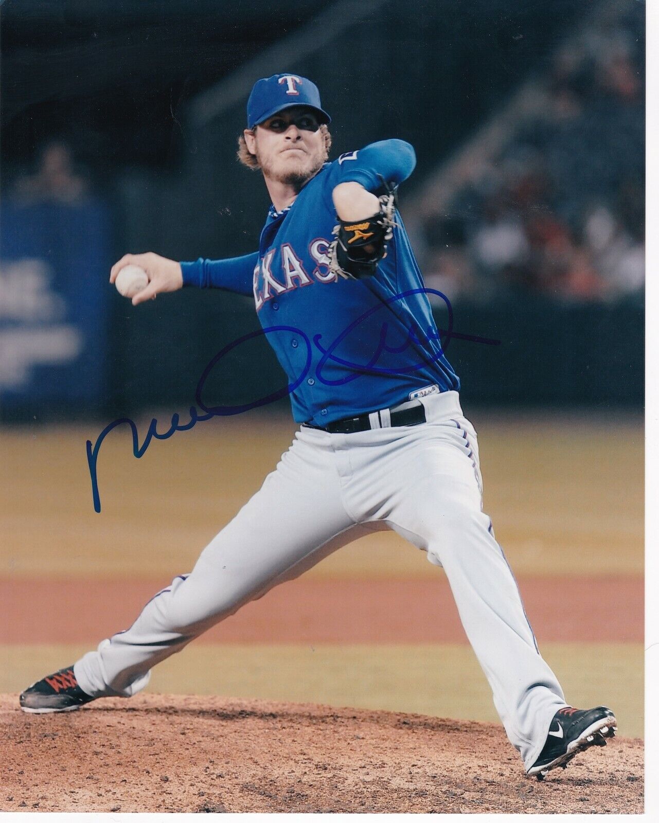 MARK LOWE TEXAS RANGERS ACTION SIGNED 8x10