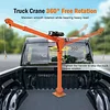 GarveeTech Folding Truck Mounted Crane, 1100lb Pickup Jib Cranes with Electric Winch 3500 lb 12V, Electric Truck Crane Hoist Painted Steel 360 Swivel for Construction, Forestry, Factory