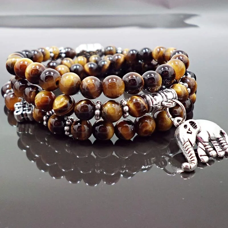 Tiger Eye Elephant Protection Courage Strength Bracelet