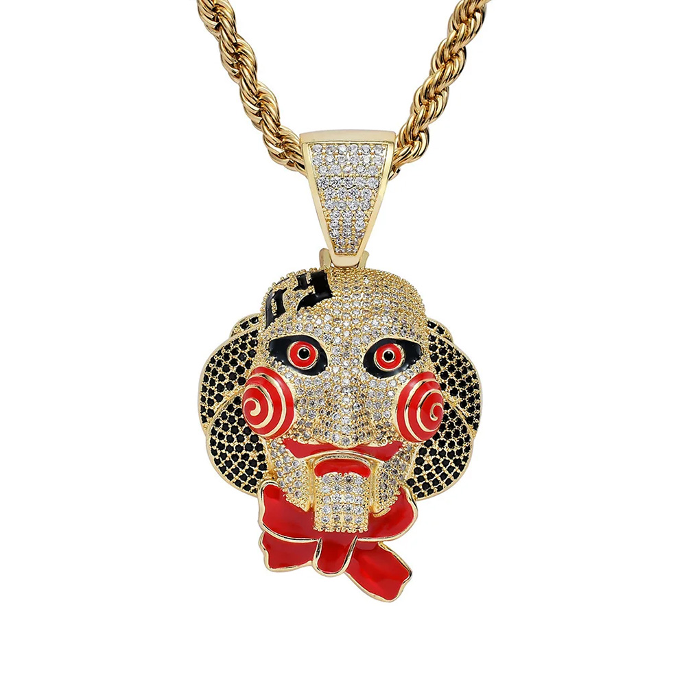 18K Gold Plated Iced Out 5A CZ Clown Gold/White Gold Pendants