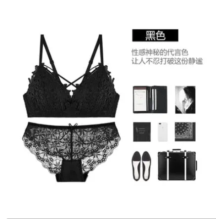 Girls Sexy Bra Set Croset Cross Strap Panty Underwear Set Women Thin Push Up Lenceria Briefs Lingerie Set нижнее белье женское