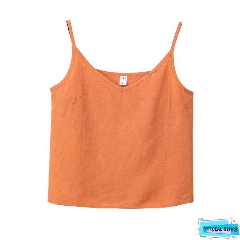 Women's Linen Sleeveless Summer Niche Loose-fitting Inner Tops