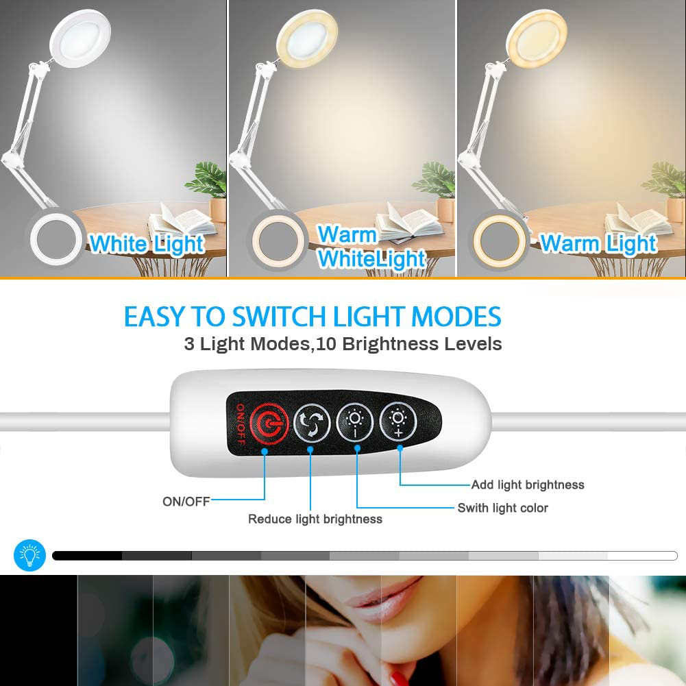

Magnifying Glass LED Light USB Clip 5X Magnifier Reading Table Lamp (22+22), 501 Original