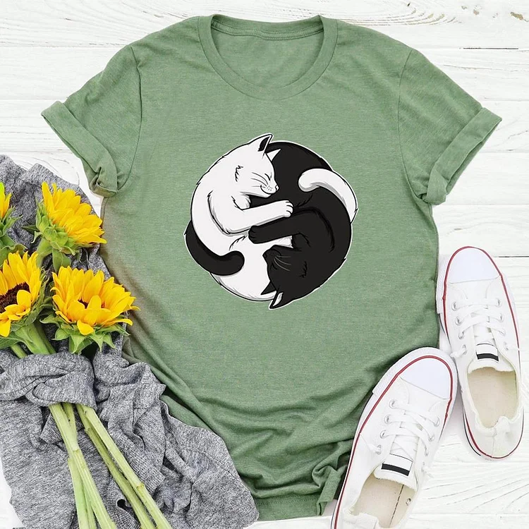 Hot Stamping Cat T-shirt Tee - 01121-Annaletters