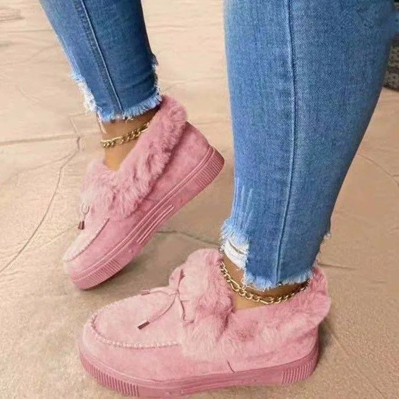 Winter round toe thick bottom plus velvet thick warm cotton shoes women's large size hand-sewn bag shoes snow boots peas shoes