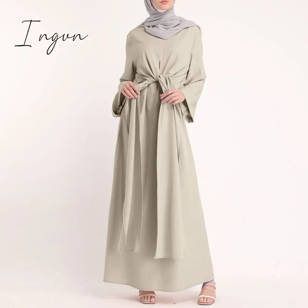 Ingvn - Muslim Dresses Eid Mubarak Kaftan Dubai Abaya Turkey Fashion Hijab Dress Islam Clothing