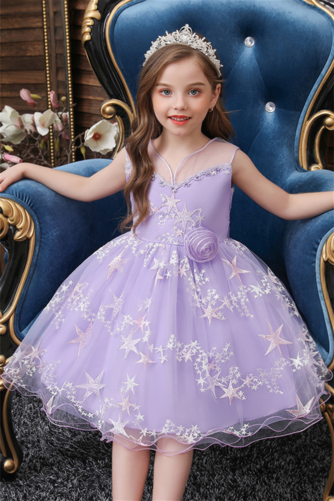 Pretty Tulle Sleeveless Little Girl Dress Bowknot With Star - lulusllly