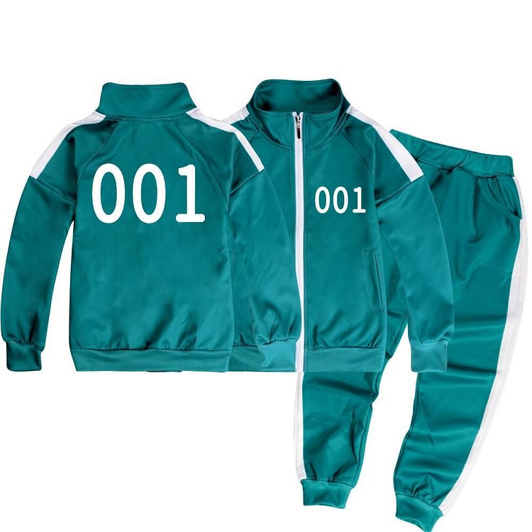 Mayoulove Boys Squid Player 001 Kids T Shirt Jacket Pants 3Set Tracksuit Costume-Mayoulove