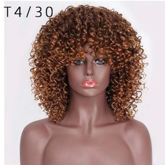  YVONNE 15inch Short Curly Synthetic Wigs With Bang High Temperature Fiber Multiple Colors