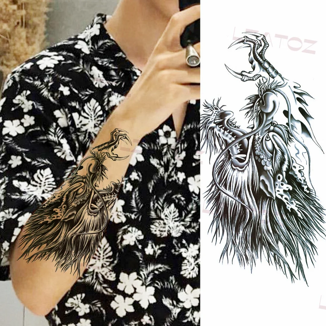 Sdrawing Big Letters Temporary Tattoos For Men Women Moon Pendant Peony Fake Tattoo Sticker Custom Armband Fashion Disposable Tatoo