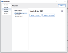 Add Creality Ender-3 S1 in the Preferences Settings