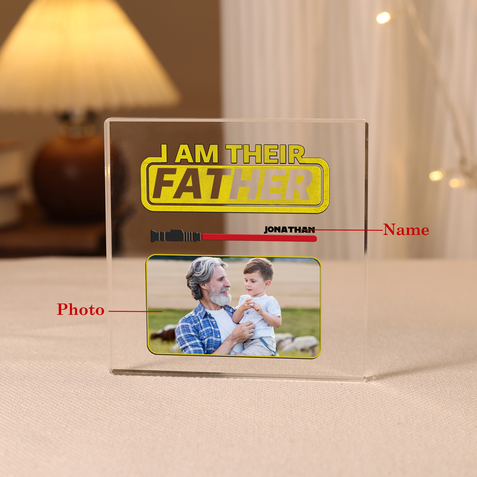 1 Name - Personalised Photo & Name Acrylic Square Keepsake Rectangle Plaque "I Am Their Father" Gifts for Dad-Jessemade AU