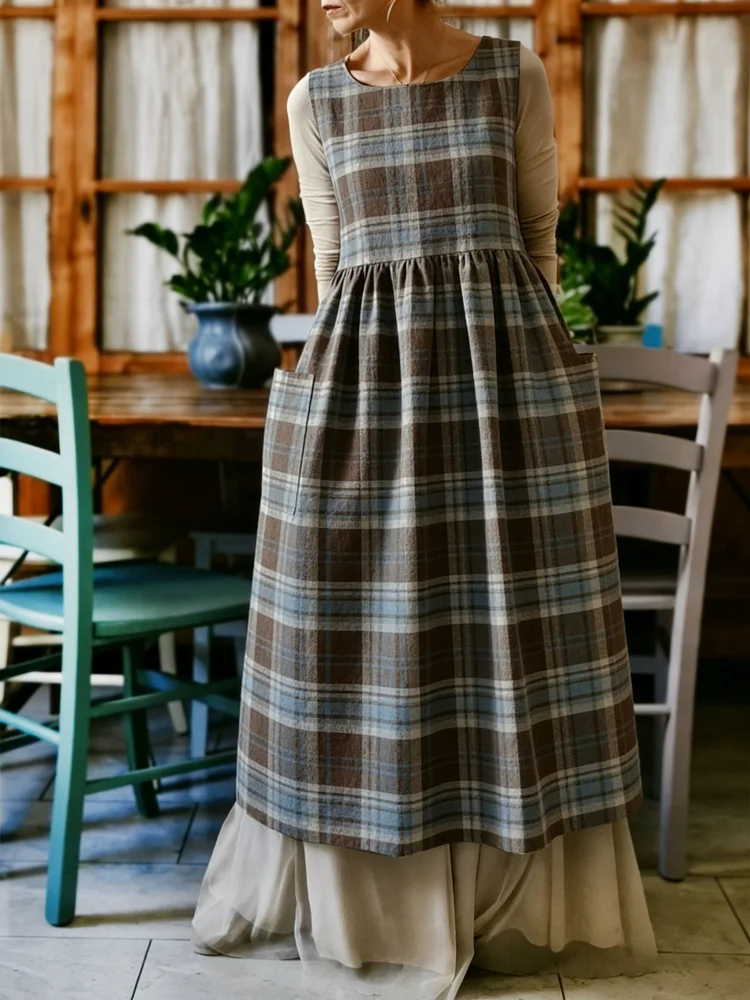 Plaid Print Apron
