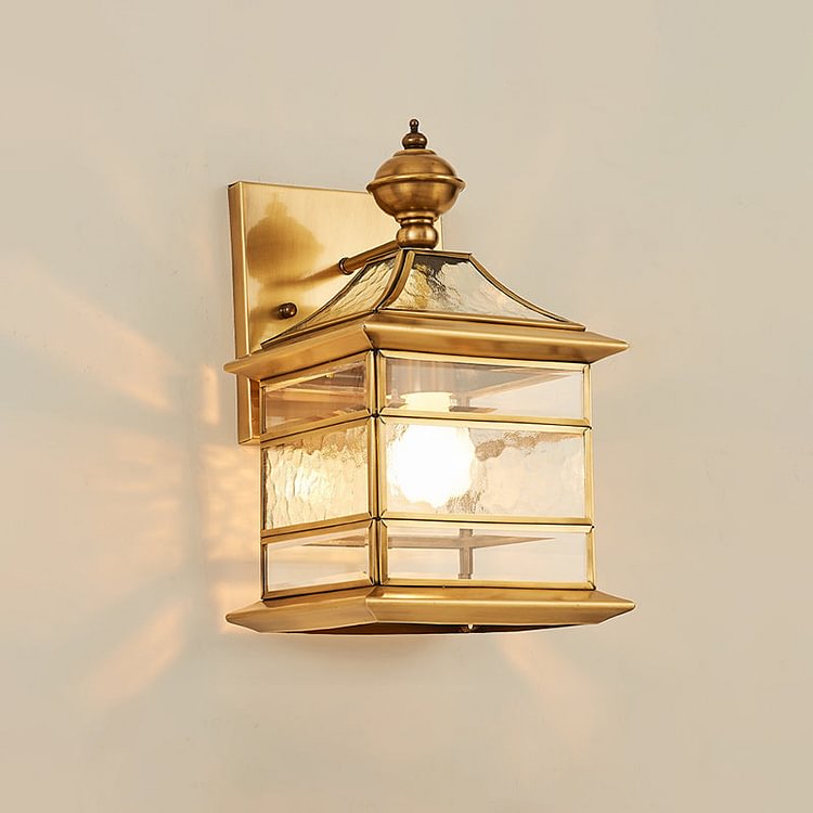 Brass Square Wall Lamp Traditionalist Metal 1 Light Living Room Wall Mount Lighting