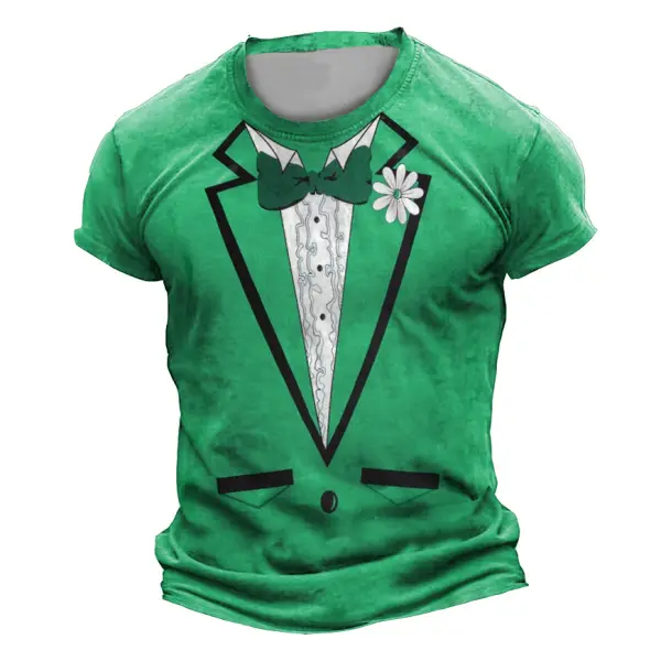 Men's Irish Tuxedo Ruffles St. Patrick's Day Print Outdoor Daily Casual Short Sleeve Crew Neck T-Shirt ctolen