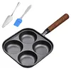 4-Cup Cast Iron Egg Frying Pan with Handle Pancake Pan Egg Cooker Fried Egg Pan