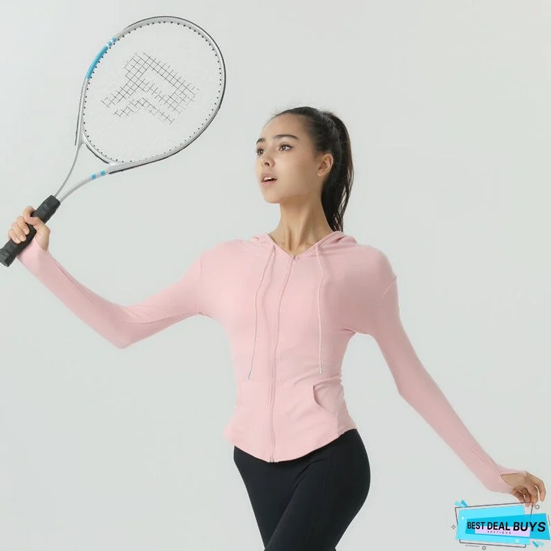 Sports top women's self-cultivation quick-drying long-sleeved short casual thin coat fitness clothes