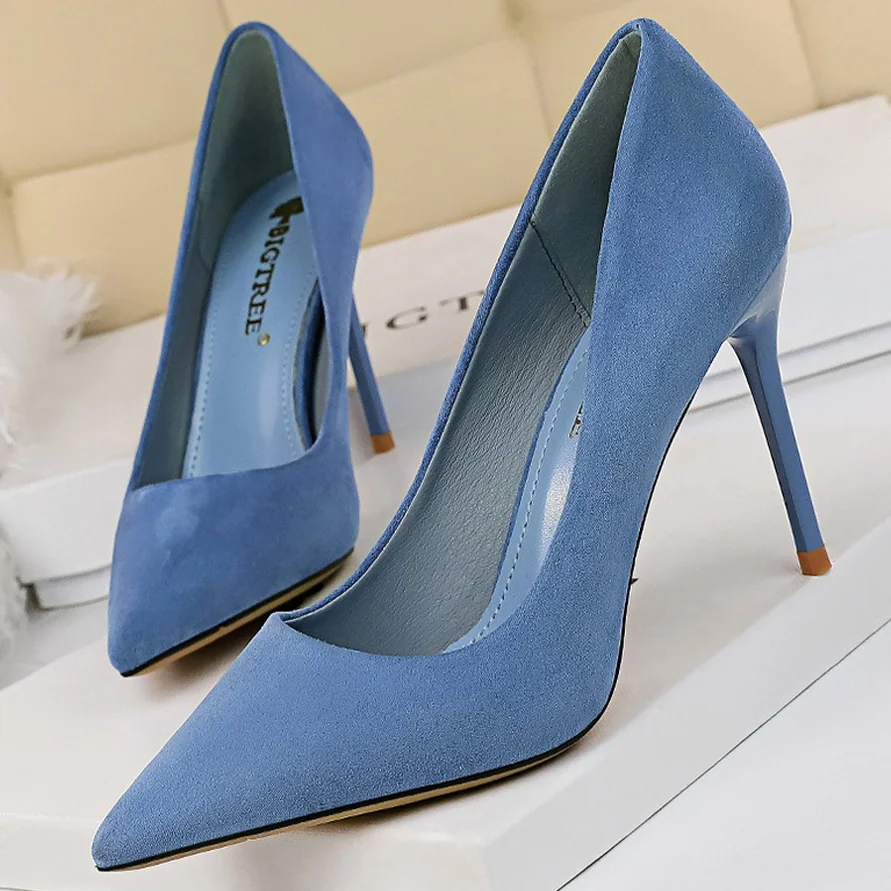 Abebey Shoes Suede Woman Pumps New High Heels For Women Office Shoes Fashion Stiletto Heels Women Basic Pump Plus Size 42 43