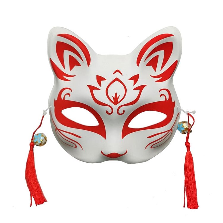 Fox Face Tassels Cosplay Mask - Red Tassel - Gotamochi Kawaii Shop, Kawaii Clothes