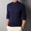 Men's Winter Solid Color Half Turtle Collar Slim Fit Stretch Knit Sweater