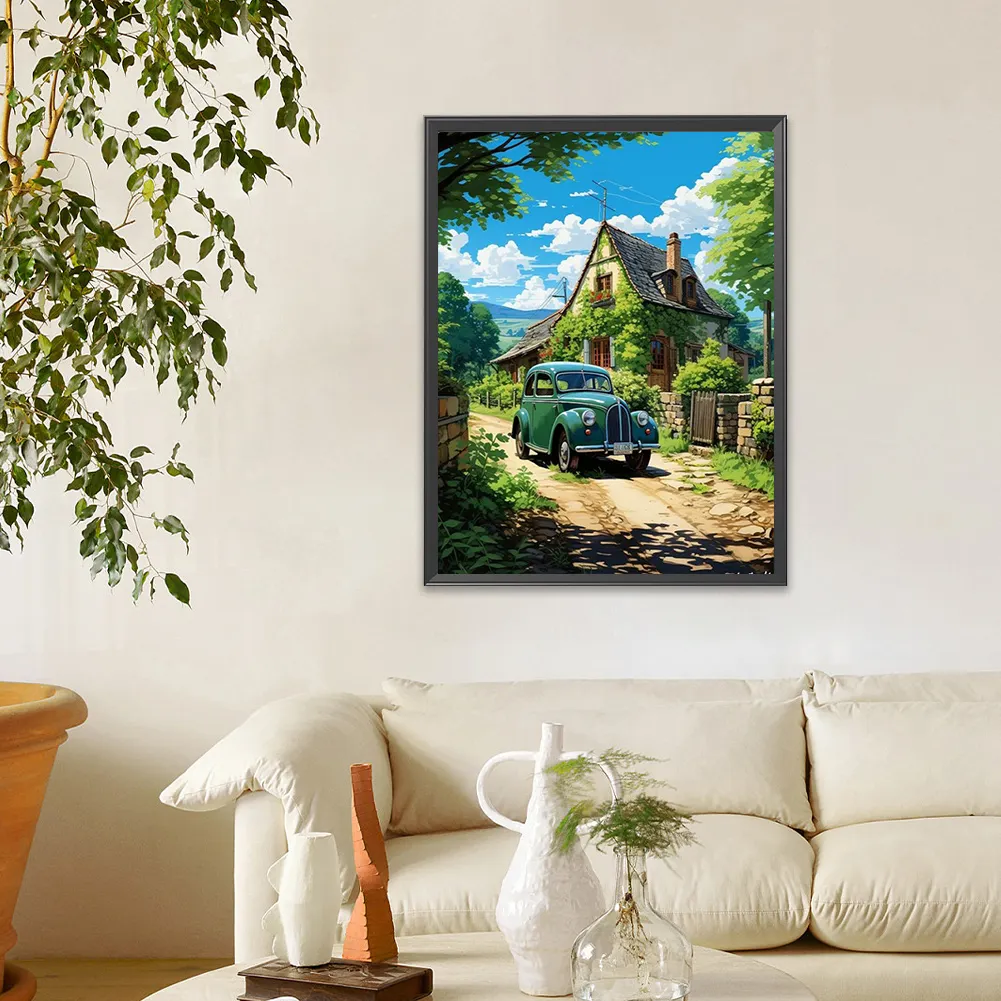 Full Round Diamond Painting 30*40cm - Woods Classic Car