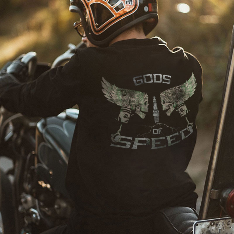 GODS OF SPEED Skull with Wing Graphic Black Print Sweatshirt